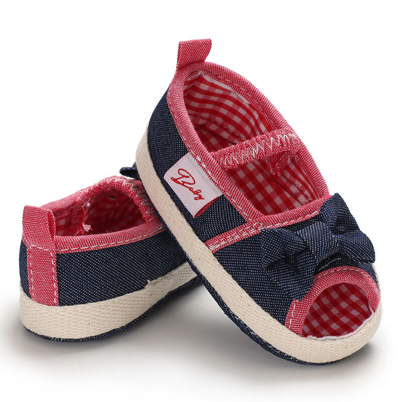 夏の赤ちゃんの靴花スリップオンちょう結びベビーベッドスニーカーソフトソールファーストウォーカー新生児幼児幼児0-18メートル