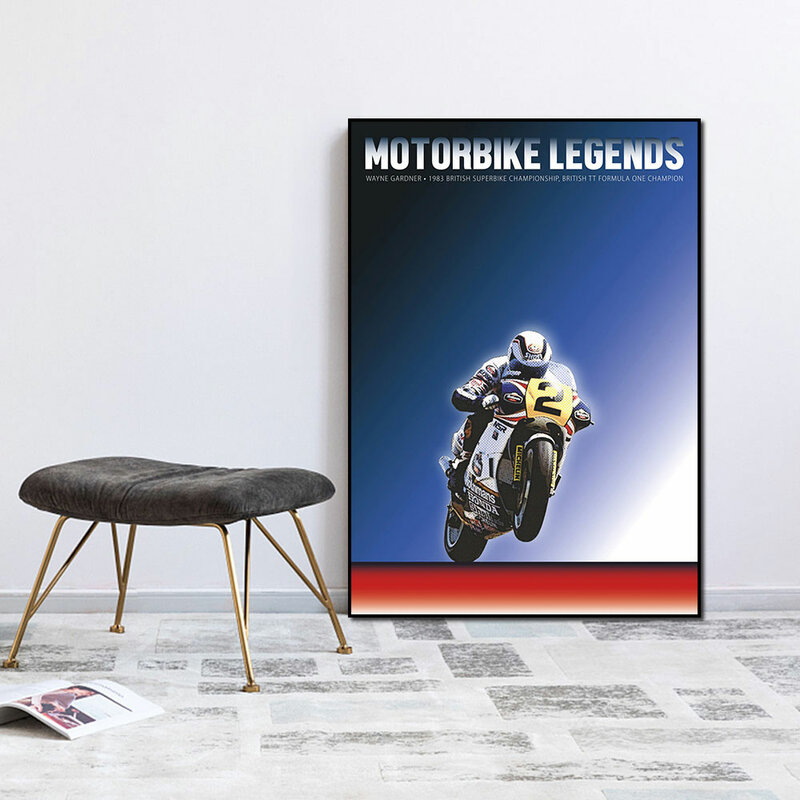 Moto lenda da motocicleta poster impressão na lona pintura decoração da parede imagem para sala de estar decoração casa sem moldura