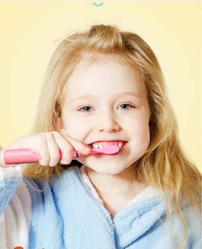 เด็กแปรงสีฟันเด็กน่ารักรูปแบบการ์ตูนกันน้ำสมาร์ททำความสะอาด IPX7โซนิคไฟฟ้าแปรงสีฟันสำหรับ...