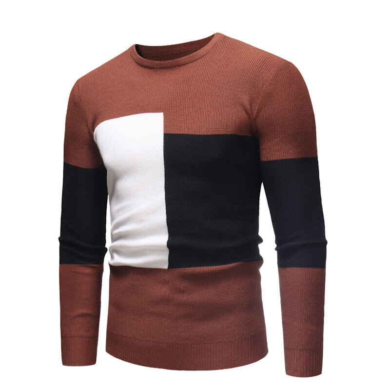2021 outono novo casual listrado grosso lã algodão camisola pullovers masculino outfit moda vintage o-pescoço casaco camisola