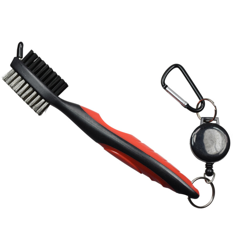 Detergente per scanalature per spazzole da Golf Club con cerniera retrattile e strumenti per la pulizia del moschettone in alluminio per lo sport