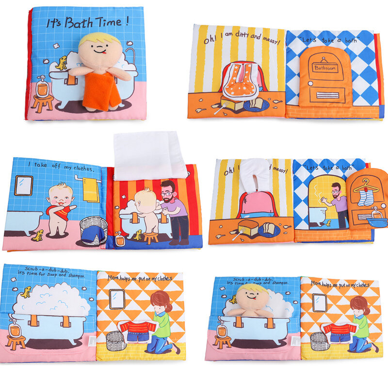 ANYUANBaby-Libro de tela suave para niños pequeños, libros de aprendizaje temprano para desarrollar cognitivo, lectura, rompecabezas, juguetes infantiles, libro silencioso