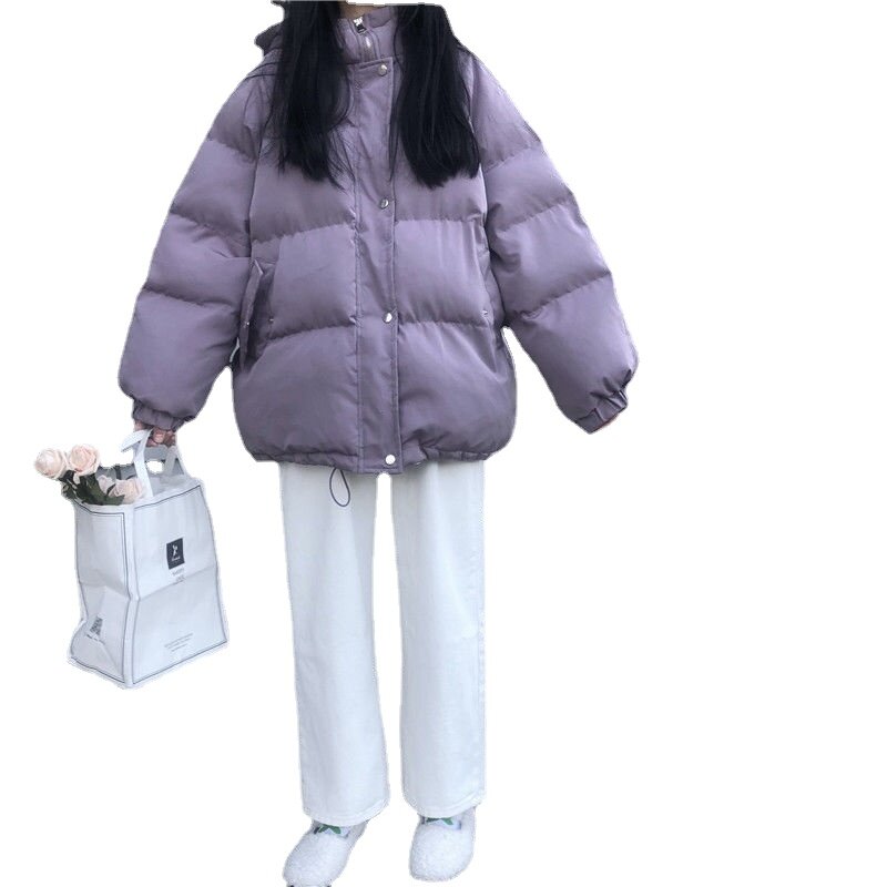 Chaqueta corta con capucha para mujer, abrigos acolchados de algodón grueso para invierno, Parkas holgadas coreanas para mujer, prendas de vestir de gran tamaño, novedad de 2021