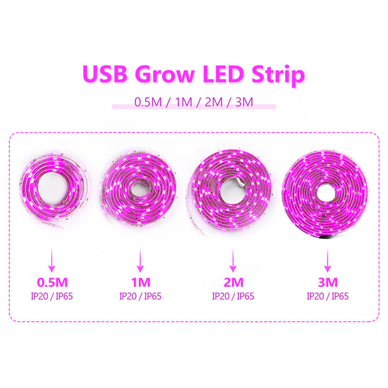 LED تنمو ضوء الطيف الكامل USB تنمو شرائط مصباح إضاءة مقاومة للماء مصابيح فيتو للنباتات الزهور الصوانات المائية دروبشيب