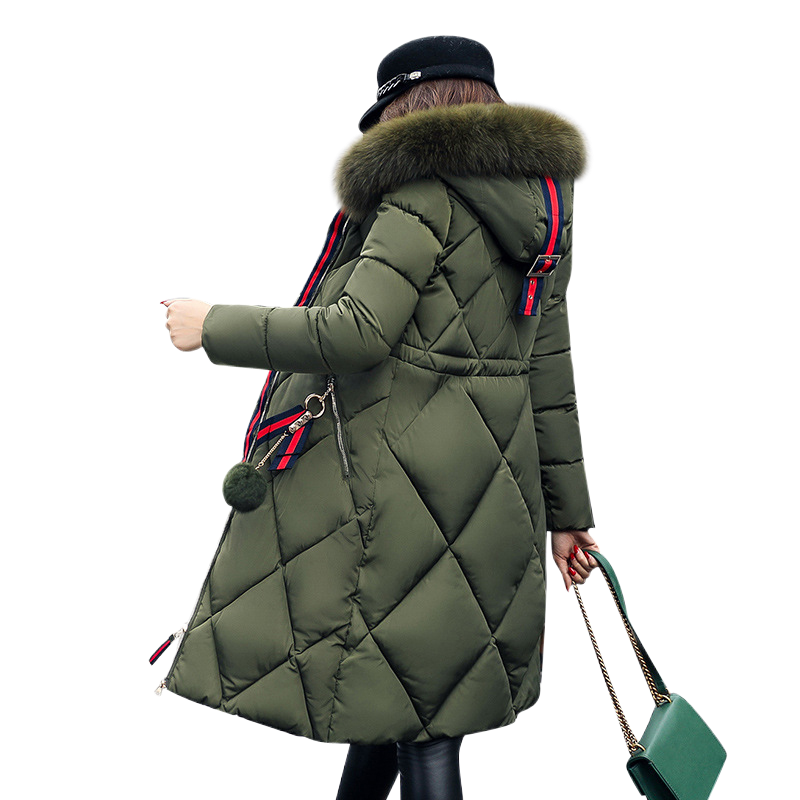 5XL damskie zimowe długie kurtki puchowe Plus rozmiar ciepłe bluzki 2019 swobodne futro szyi grube bawełniane puchowe kurtki z kapturem koreański płaszcz płaszcz