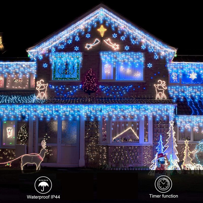 Outdoor icicle light Led String Light Garland Christmas Light  Fairy Light Plug In Curtain for Home Holiday Lamp Decoration 10m