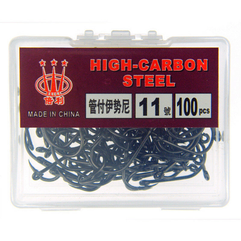 100 Stuk/doos Van High Carbon Steel Haken Met Haken Lake Marine Vishaken Efficiënte Prikkeldraad Vishaak