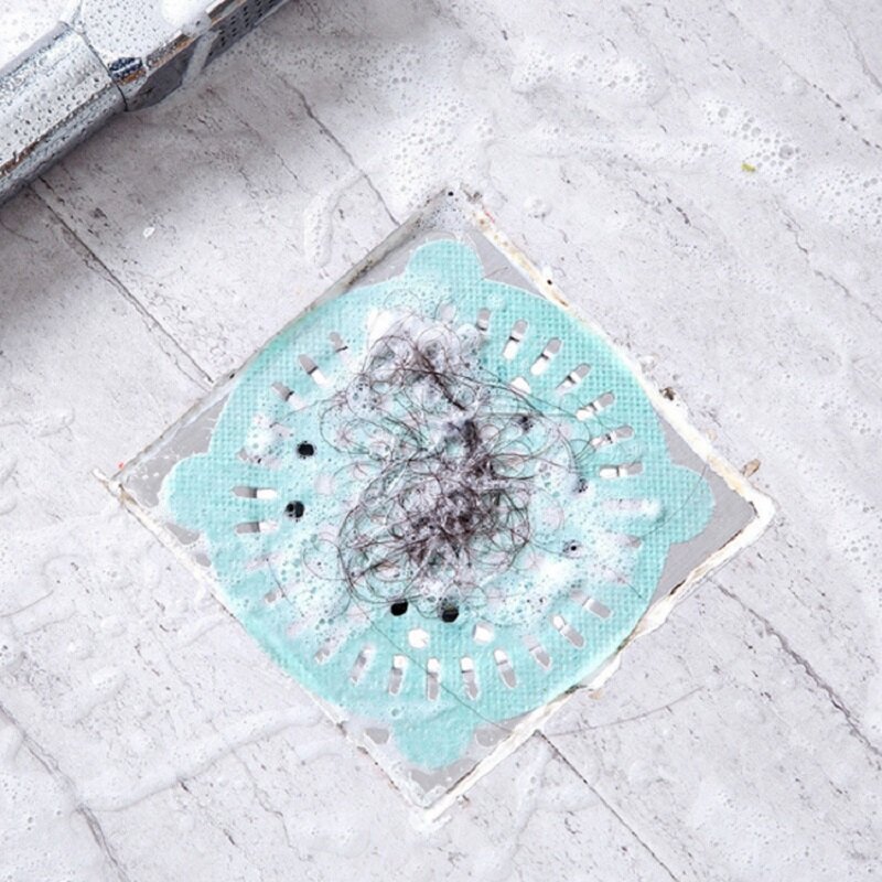 10PC jednorazowe łazienka podłoga w kuchni spustowy naklejki filtr do włosów odpady sitko do zlewu włóknina papier do czyszczenia zaopatrzenie domu