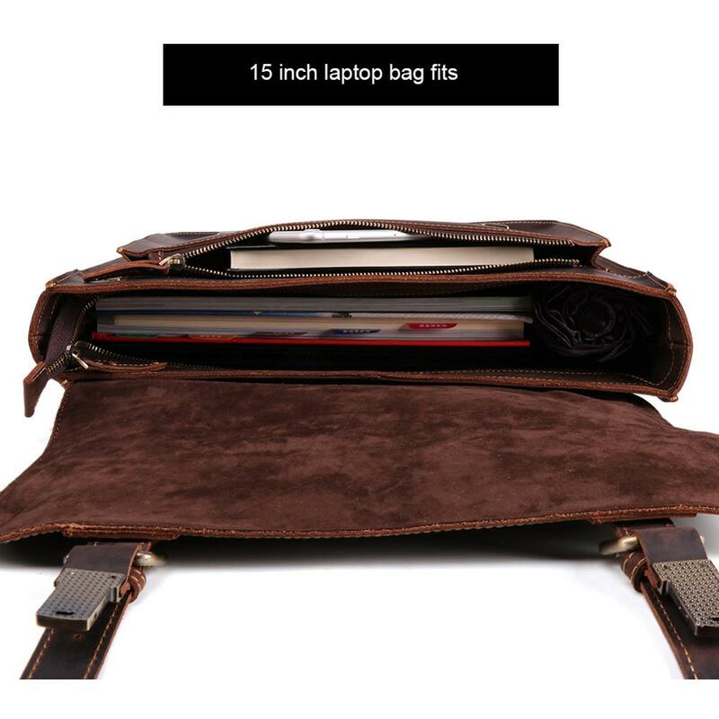 Lafiour – sac à main en cuir véritable pour homme, sacoche à bandoulière, grande capacité, pour ordinateur portable 15.6 pouces