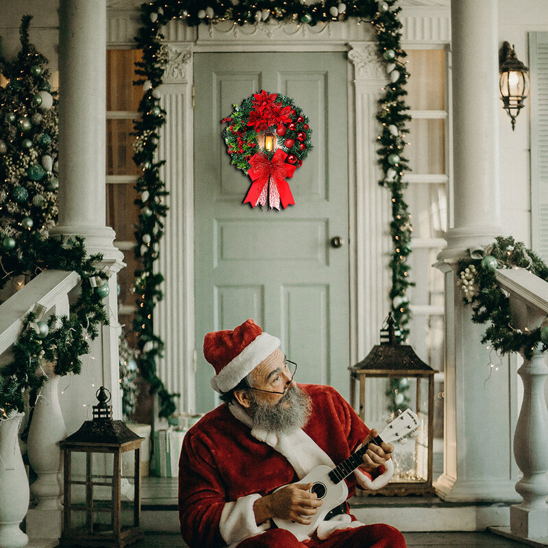 Wesołych świąt girlanda dekoracyjna gałęzie świetlne rośliny szyszki sosnowe wianek drzwi wisiorek Ornament festiwal Wedding Decor