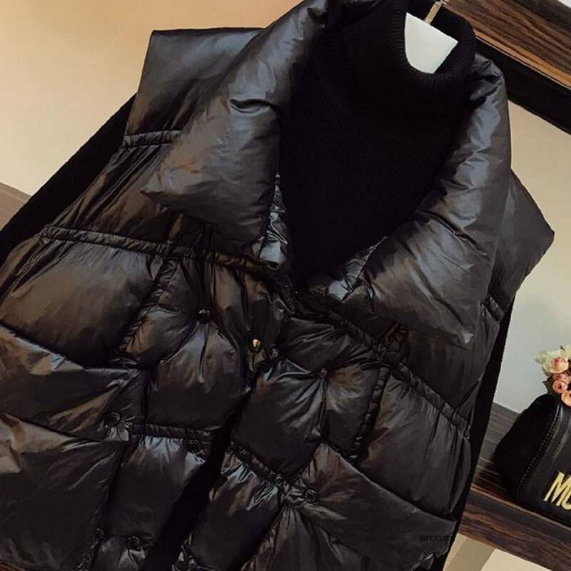 Gilet Long à col montant pour femme, vêtement chaud en coton rembourré, coupe-vent, taille 6XL, 150kg, automne hiver