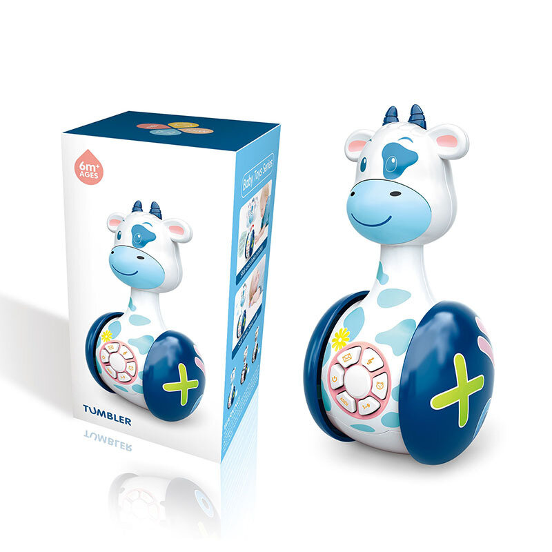 ZK20 Mainan Bayi Roly-poly dengan Kerincingan Lampu LED Suara Balita Mainan Boneka Tumbler Kerincingan Bayi Mainan Wobbler Musik Lucu untuk Anak-anak
