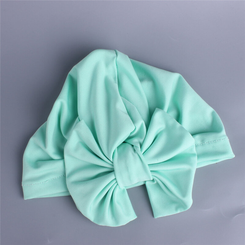 Newborn Toddler Tuban Soft Milk Fiber Solid Cap Bow Knot Boys Girls Infant Cute Beanies Cap Hat 9 Colors 0-12 Month