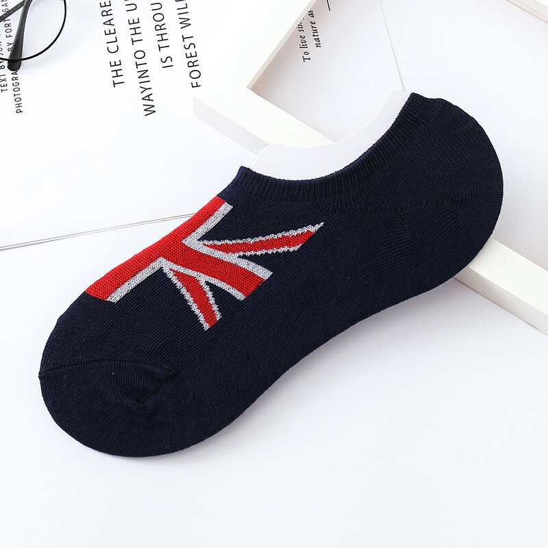 Men's Shallow Mouth Silicone Non-Slip Boat Socks Invisible Socks Cotton Sports Casual Socks Size 36-44