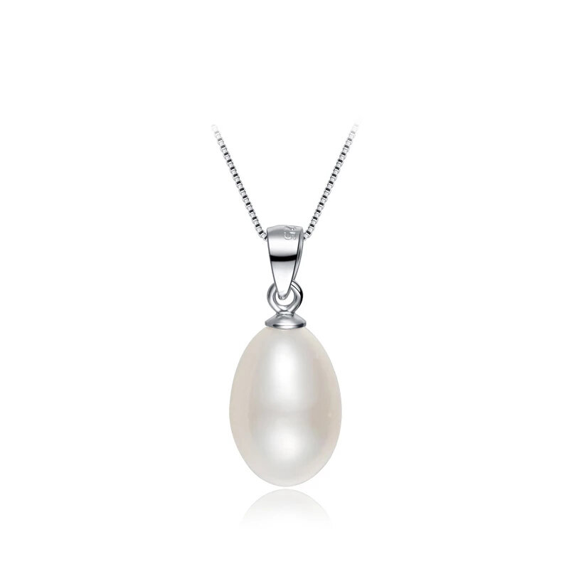 GNPearl collane con pendente minimalista di perle Genuien argento Sterling 925 8-9mm catena girocollo naturale a forma di goccia d'acqua dolce gN Pearl