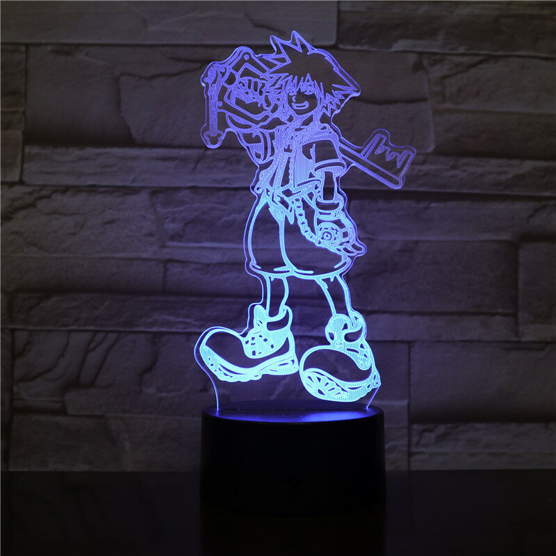Gioco 3D Led Kingdom Hearts Sora Figure Multicolor USB acrilico Decor lamparas Gamer Lighting Kids Baby Desk Lamp comodino 2532