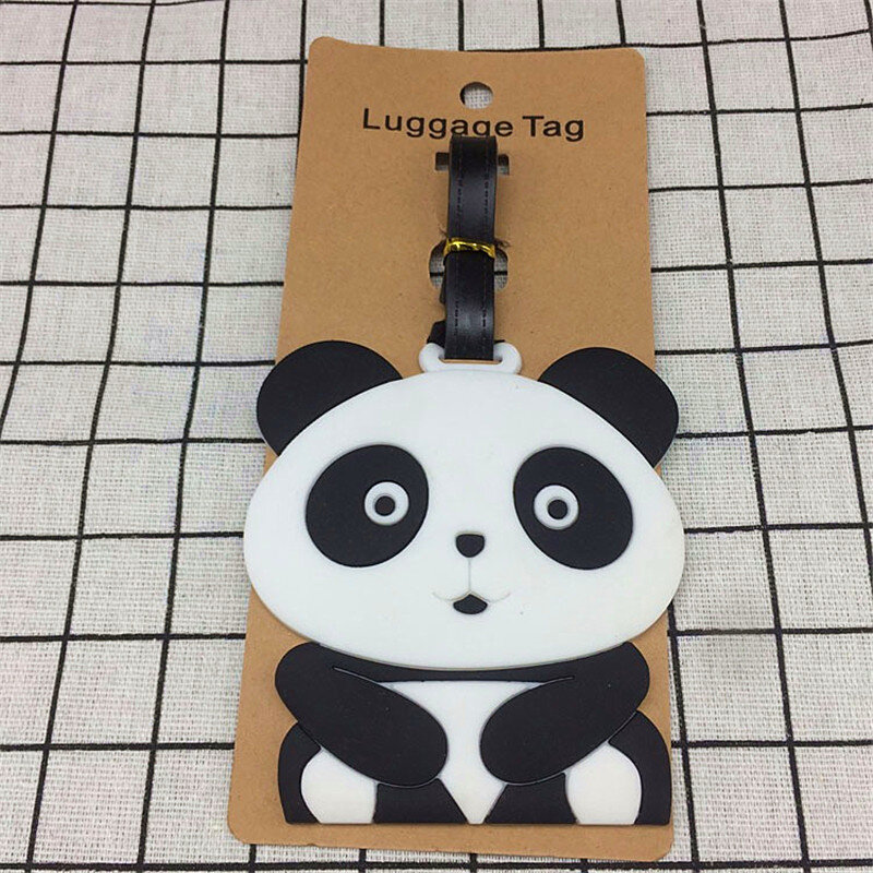 Creatieve Pandae Bagagelabel Cartoon Silicagel Koffer Id Adres Holder Draagbare Bagage Boarding Tags Reizen Accessoires