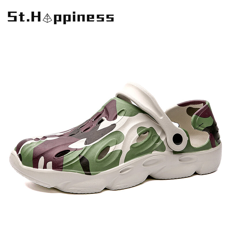 2021 New Summer Men Sandals Water Beach Clogs Slippers Lightweight Jelly Sandals Outdoor Non-slip Garden Clogs Shoes Big Size 48