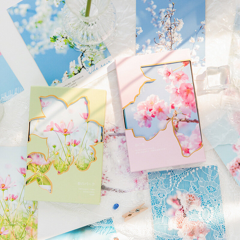 Juego de 30 unids/set de tarjetas postales de la serie de flores de cerezo de primavera, tarjetas de felicitación de estilo INS, tarjeta de deseos, decoración de diario DIY