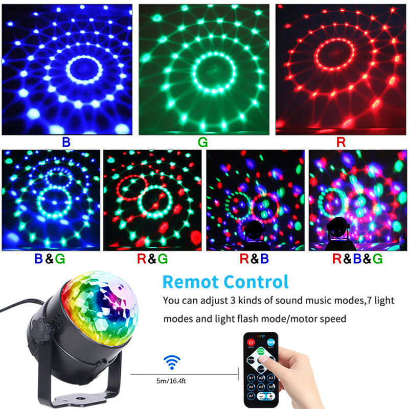 Sound Aktiviert Rotierenden Disco Ball DJ Party Lichter 3W 3 LED RGB LED Bühne Licht Für Weihnachten Hochzeit Sound party Lichter