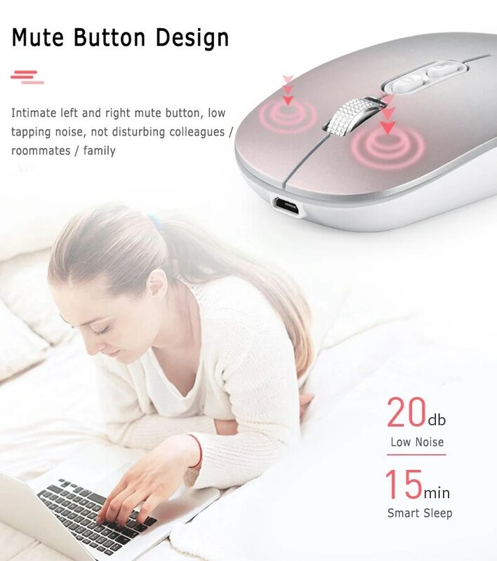 Nowy 1600 DPI optyczne USB bezprzewodowa mysz komputerowa mysz Bluetooth 2.4GHz odbiornik akumulator ergonomiczny myszka do PC Laptop