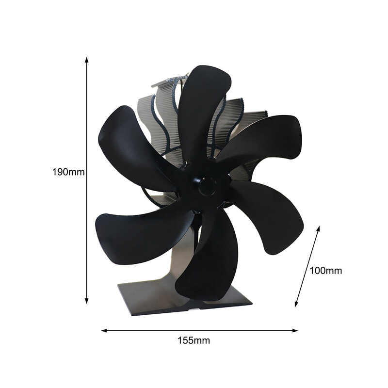 Nieuwe Zwarte Haard 6 Blade Warmte Aangedreven Kachel Fan Log Hout Brander Eco Vriendelijke Stille Ventilator Thuis Efficiënte Warmteverdeling