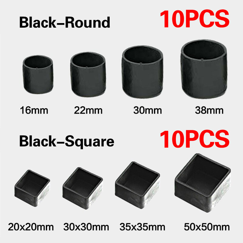 Transparent Black Non-slip Furniture Floor Protector Pads Round Square 10Pcs/lot PVC Chair Table Leg Floor Protector Foot Cover