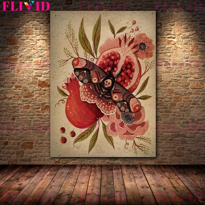 Star Pony And Moon Moth Retro Female Wall Art Canvas Painting Snake Girl In The River Poster And Prints For Girls Room Decor