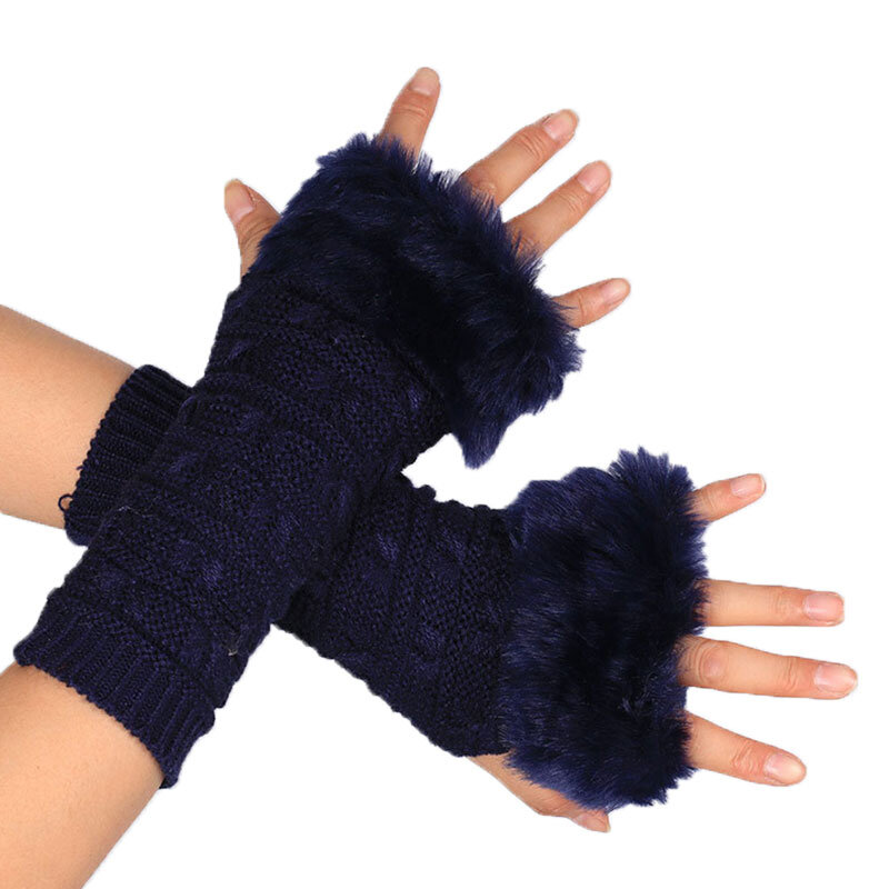 Elastic Knitted Arm Sleeves Furry Mouth Warm Autumn And Winter Sleeves All-match Decorative Sleeves Accessories