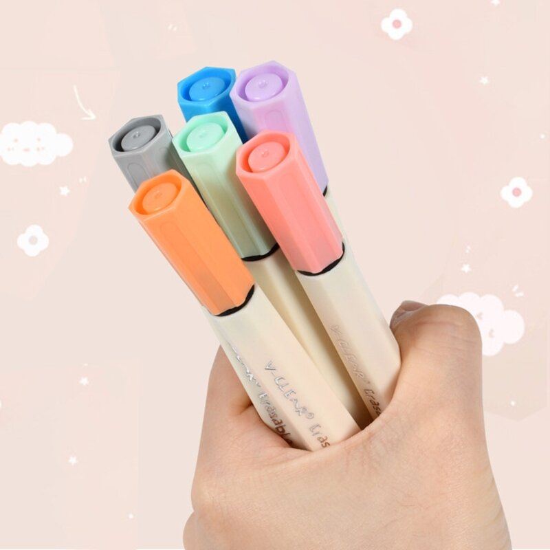 Kleurrijke Inkt Pen Invisable Pen W/1 Thermische Gum 6 Pennen Voor Schrijven Pad Kids Kind Tekening