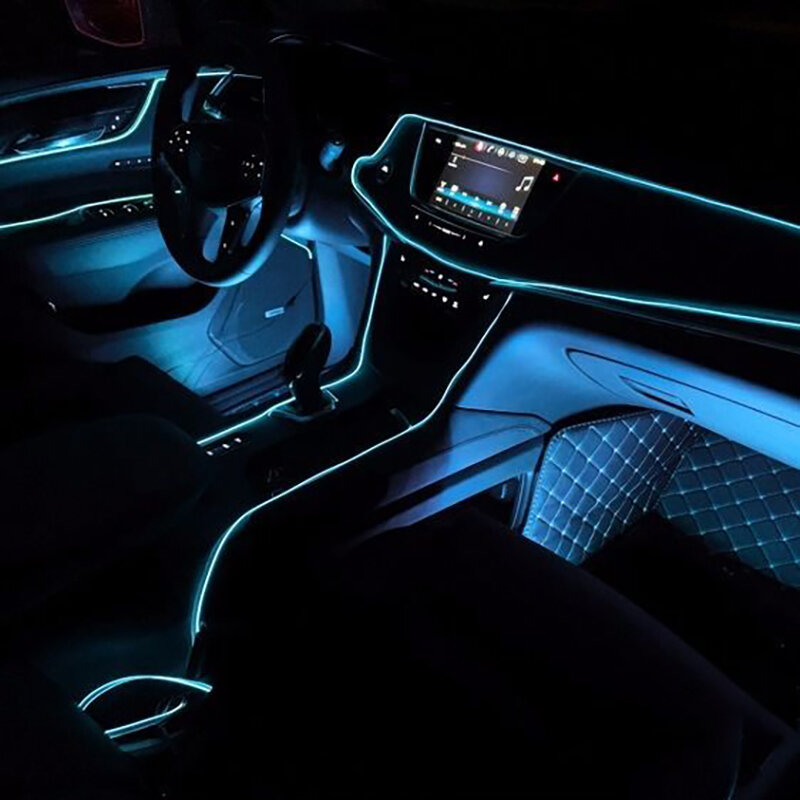 سيارة EL سلك مصباح ليد الداخلية المحيطة LED قطاع إضاءة نيون أسلاك جارلاند حبل أنبوبي الديكور مرنة أنبوب الألوان السيارات LED