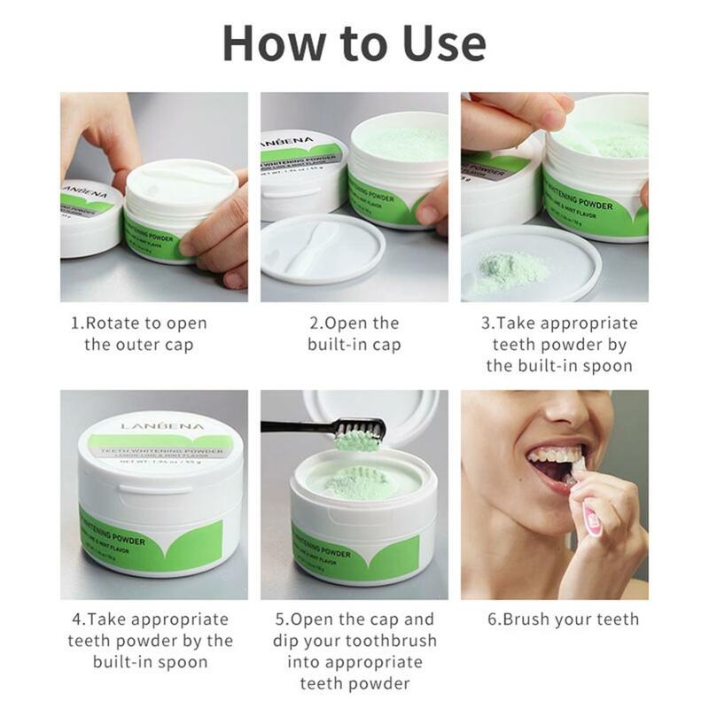 Зубная паста Power для отбеливания зубов, с ароматом лайма, натуральное от зубных пятен средство для удаления свежего дыхания, зубной порошок ...