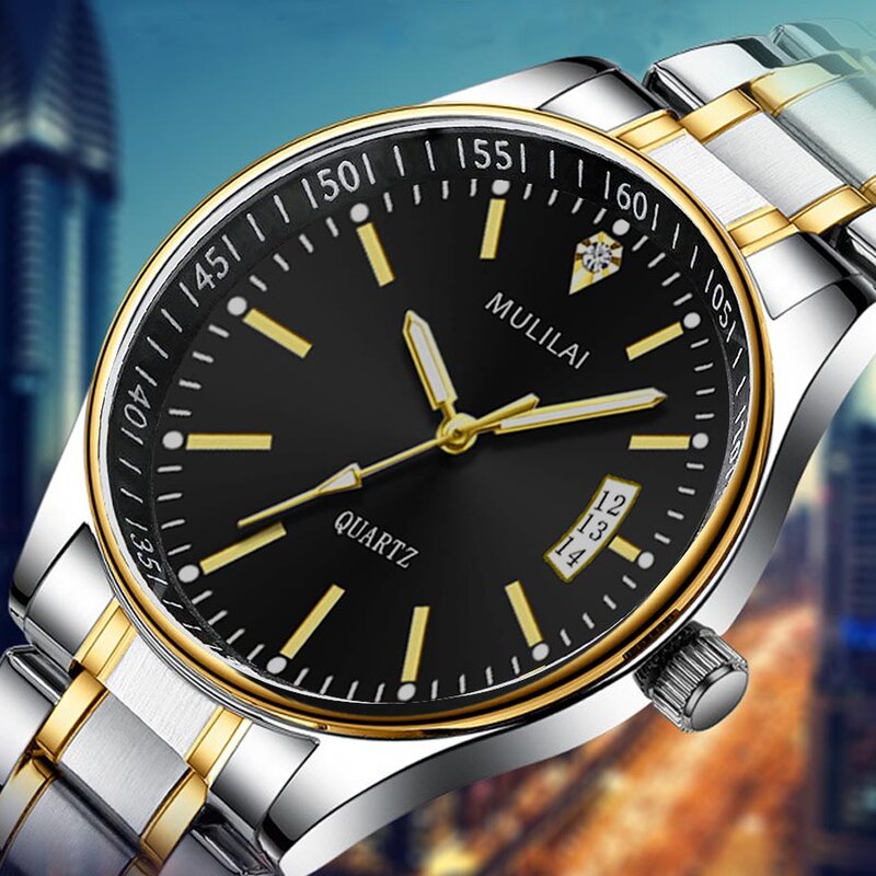 Luxury Gold นาฬิกาผู้ชายผู้ชายนาฬิกาธุรกิจหรูหราสแตนเลสนาฬิกาผู้ชายกีฬาทหาร Relogio Masculino Reloj Hombre