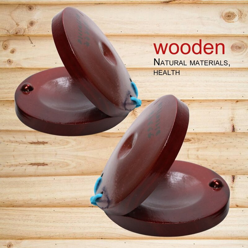 G10-5 Musical Instruments Wooden Red Castanet Children Kids Music Learning Toy Castanet Wood Plates for Gift Toys