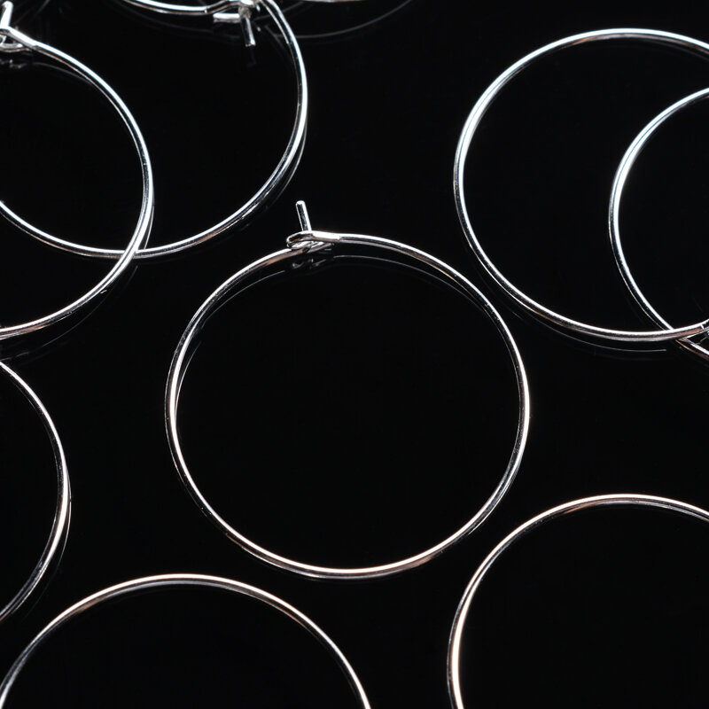 20-30mm 100 Uds. Copas de vino champán anillos de plata pendientes de Metal aros de alambre regalo bebida de fiesta suministros de etiquetado de vino