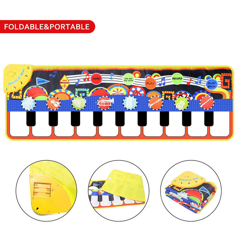 Alfombra de juego de Piano multifunción, juguete electrónico educativo de música, manta de música plegable para bebé