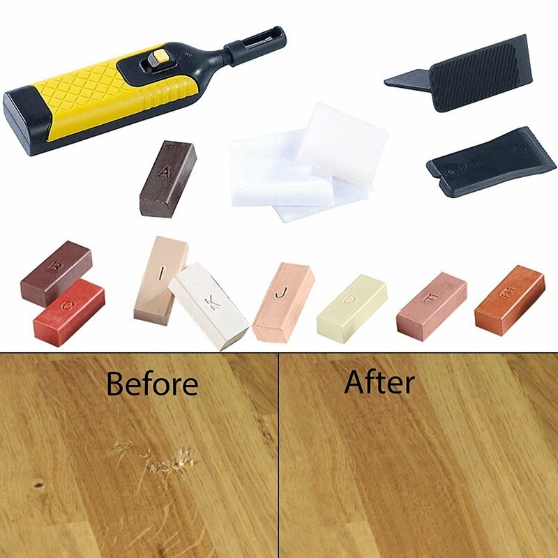 19 pçs kit de reparação laminado sistema cera piso worktop resistente caso chips arranhões