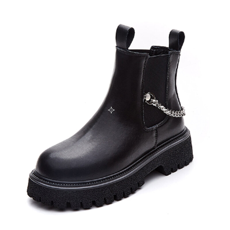 Botas Chelsea Qualioty Alta de Couro das mulheres 2021 Nova Moda Outono Inverno Ankle Boots Retro Martin Botas Sapatos Das Senhoras das Mulheres