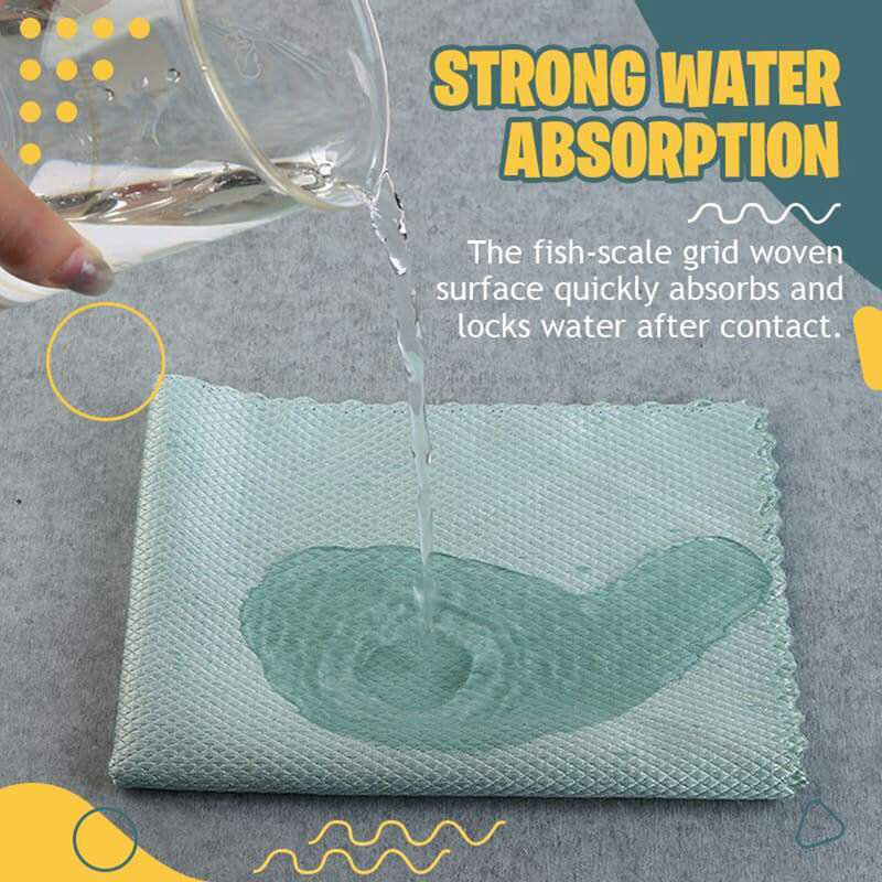 5/10pcs Wave Pattern Fish Scale Cloth Rag 30x40cm Water Absorbable Glass Kitchen Cleaning Cloth Wipes Table chiffon de nettoyage