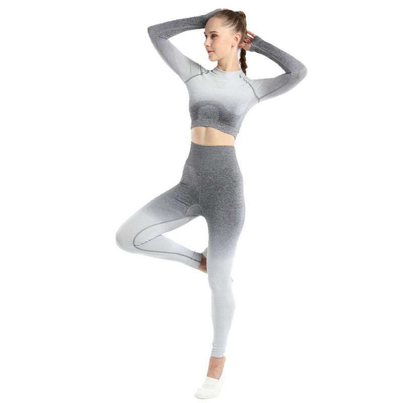 Manga longa mudança gradual sem costura yoga terno correndo calças de fitness yoga cintura alta apertado terno exercício feminino