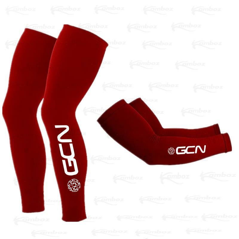 GCN-Calentadores de piernas profesionales para ciclismo, protección UV, transpirable, para correr, bicicleta de montaña, color negro, rojo, 2021