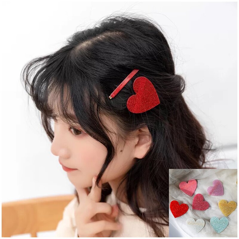 1 Pcs Fashion  Arylic Plastic Bling Bling Heart Hairclips Girls Hairpin  Hair Accessories for Women