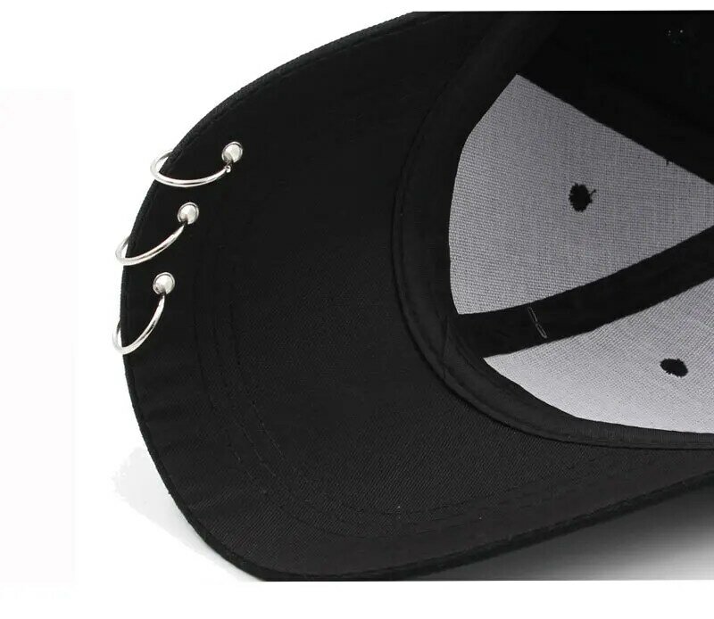 แฟชั่น Hip Hop หมวกกีฬาเบสบอลเกาหลี Creative แหวนเจาะ Snapback หมวก Solid Unisex ปรับพ่อกลางแจ้งหมวกท่องเที่ยว