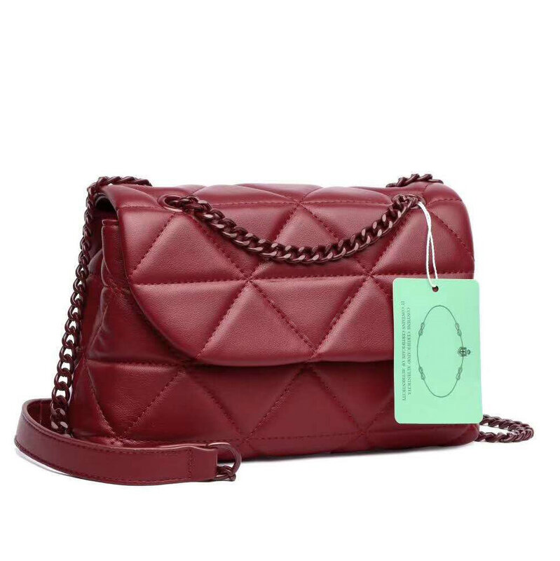 Роскошные брендовые дизайнерские сумки на плечо для женщин, модные кожаные сумочки через плечо, маленькая сумка-мешок с ромбовидной цепочк...