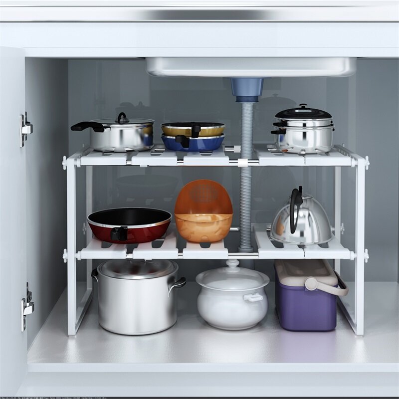 Regulowany styl klasyczny ze stali nierdzewnej wielofunkcyjny zlew kuchenny Rack przybory kuchenne półka do przechowywania