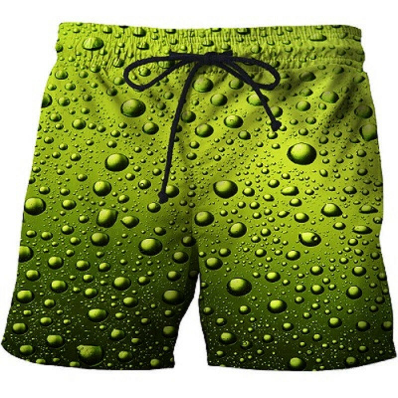 Pantalones de playa con gotas de agua para hombre, bañador de secado rápido, ropa deportiva para natación y fitness, pantalones cortos con estampado 3D divertido, novedad de 2021