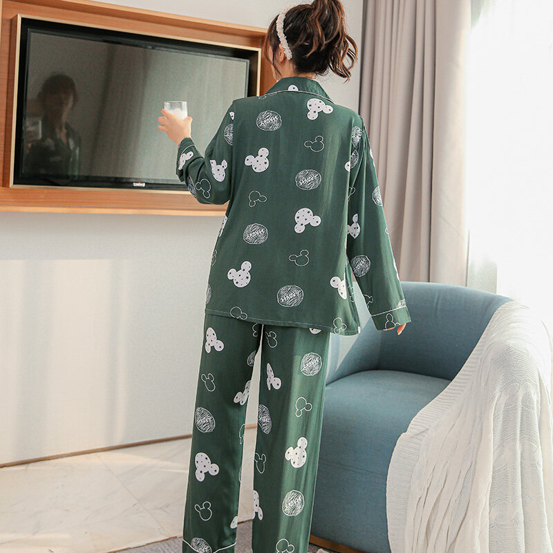 Пижама Weimi Женская на весну и осень из искусственного хлопка и шелка Домашняя одежда японская Милая летняя блузка для девочек подходит для е...