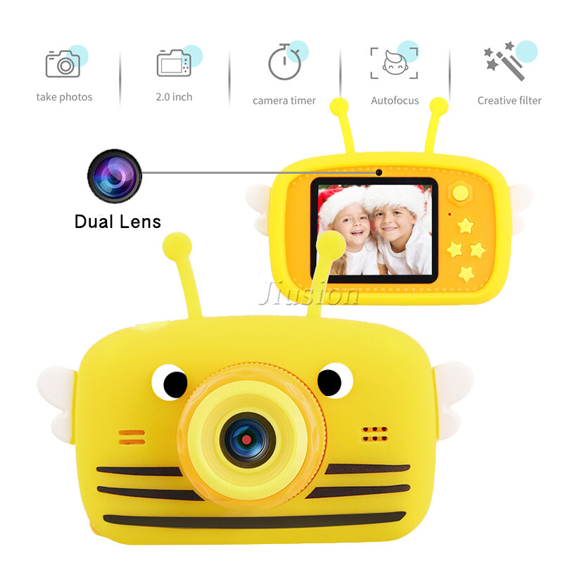 Dual Lens Cute Kids Mini Camera 1080P Children Digital Video Photo Vlog Camara Fotos Baby Kinder Child Education Toys Best Gift