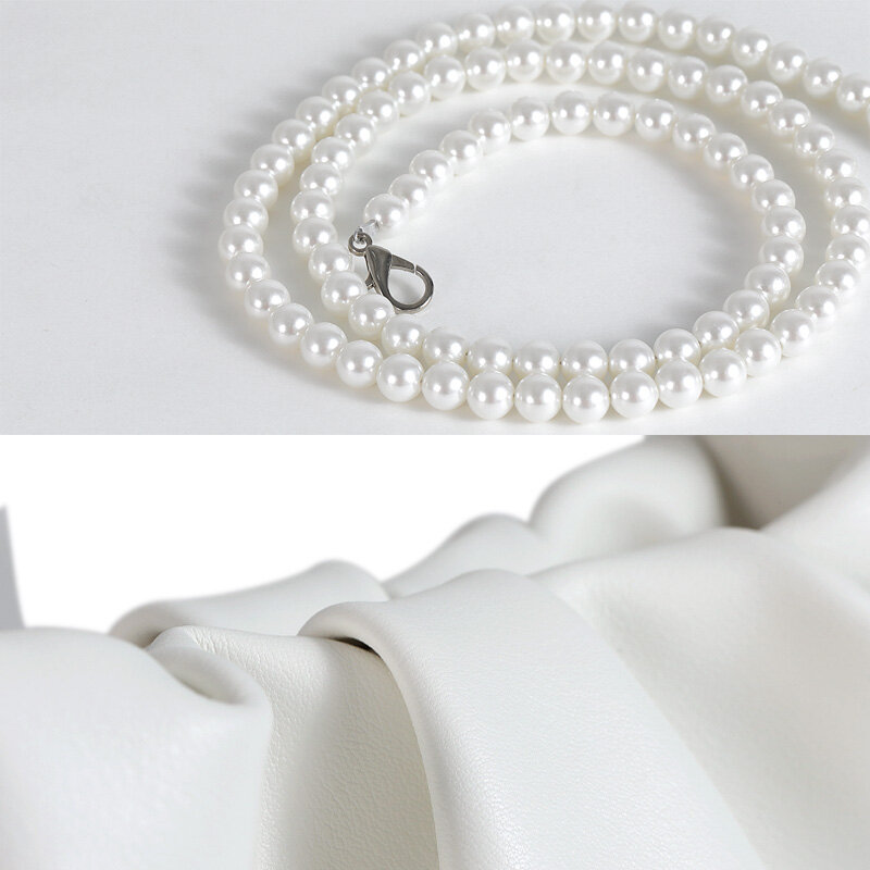 DN Soft – sac à main plissé nuage pour femmes, sacoche à poignée supérieure, chaîne de perles, à bandoulière