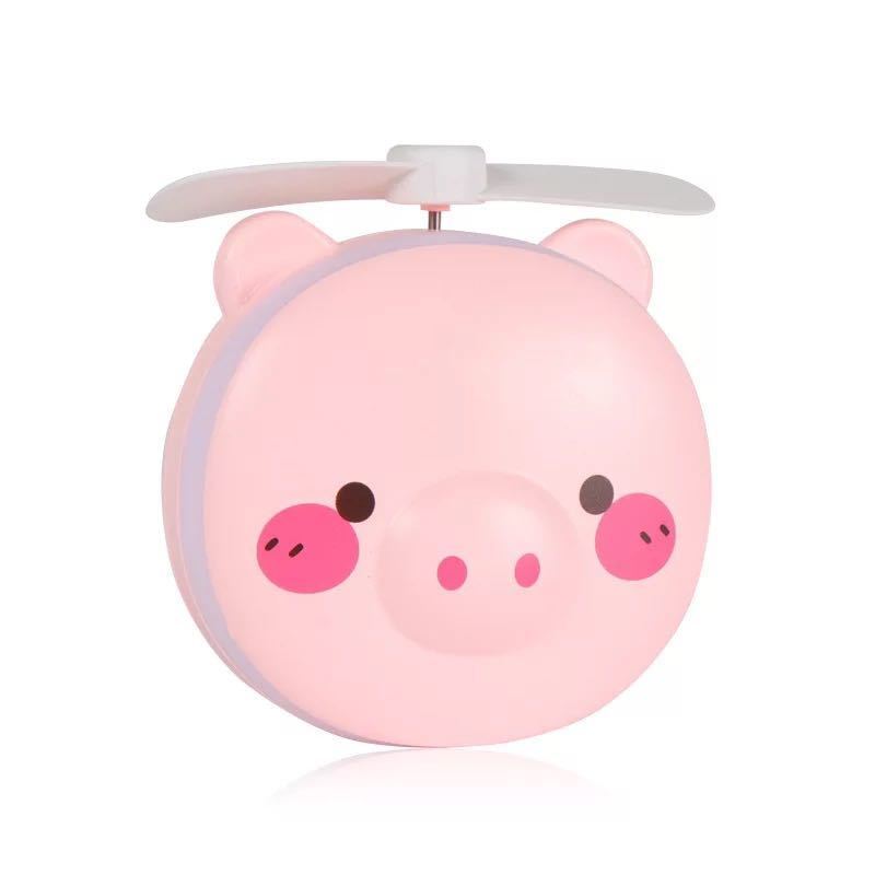 Piggy Makeup Spiegel Fan Usb Oplaadbare Mini Leuke Led Light Draagbare Mini Fan